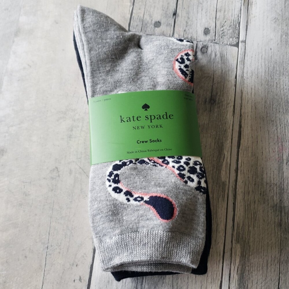 Kate Spade ♠️ New! 3-Pack Socks Leopard - Women’s One Size - Crew Socks